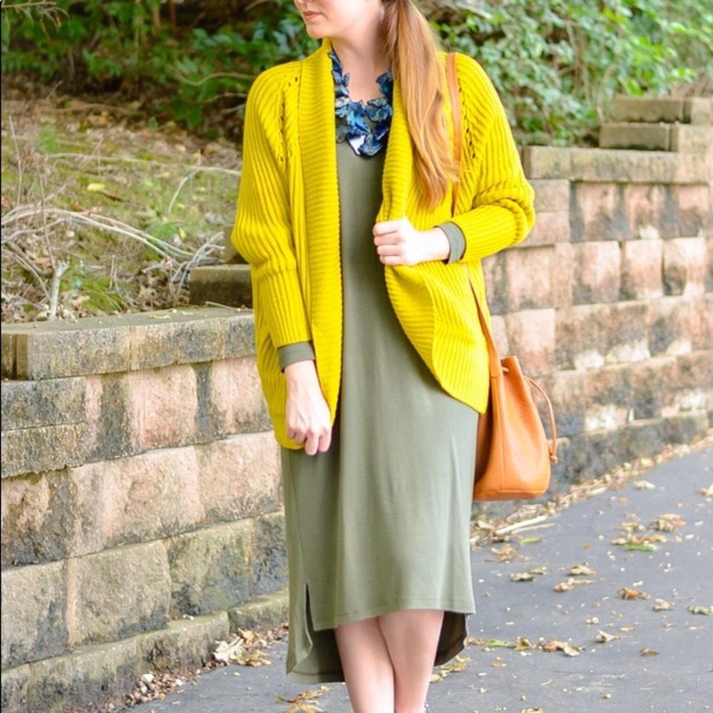 Chartreuse oversized open cardigan